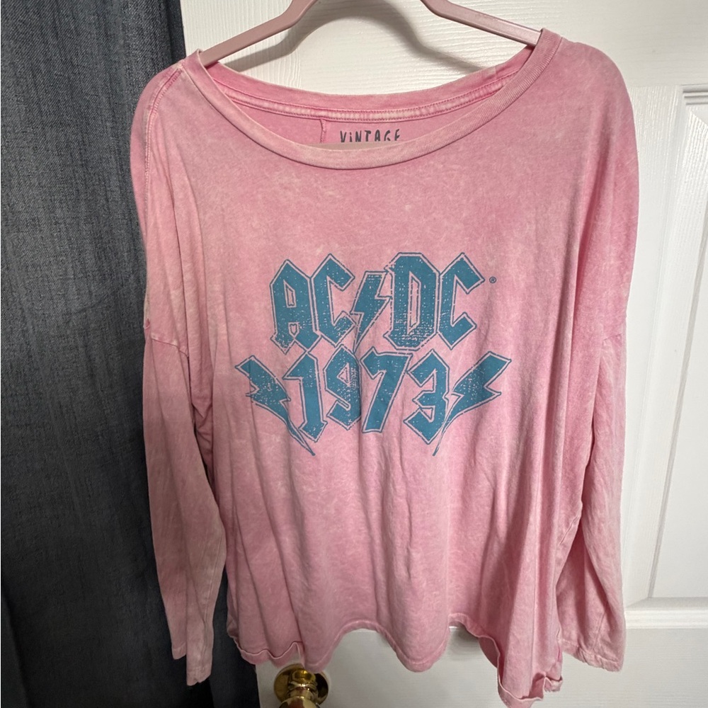 Vintage Canvas Pink Tee with Black Print